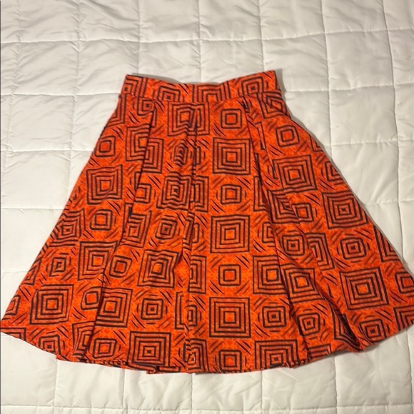 LuLaRoe Madison Orange A-line Pleated Knee-length Skirt size XS - Picture 8 of 8